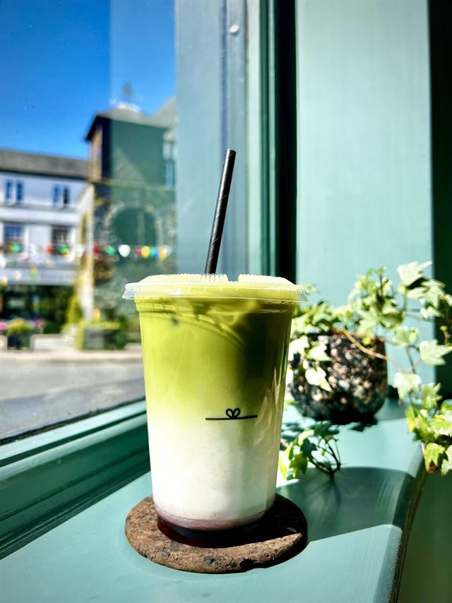 Matcha latte at HAND in Llanrwst