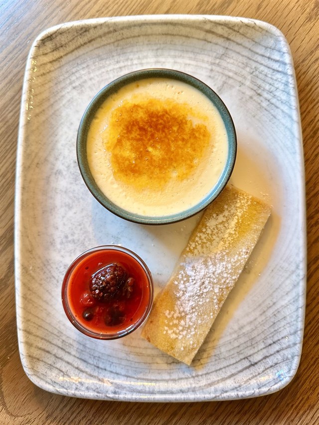 Creme Brûlée for dessert at the Old Ship