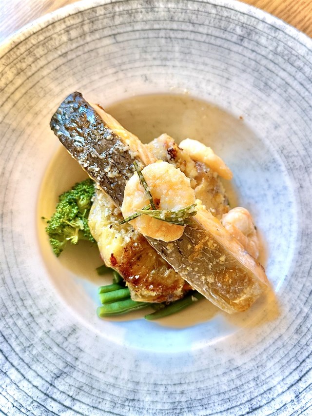 A main course of salmon at The Old Ship