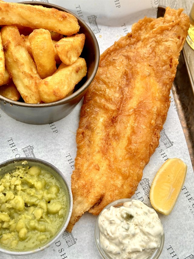 Fish and chips at The Old Ship